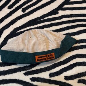 Striped Beanie with Orange Patch